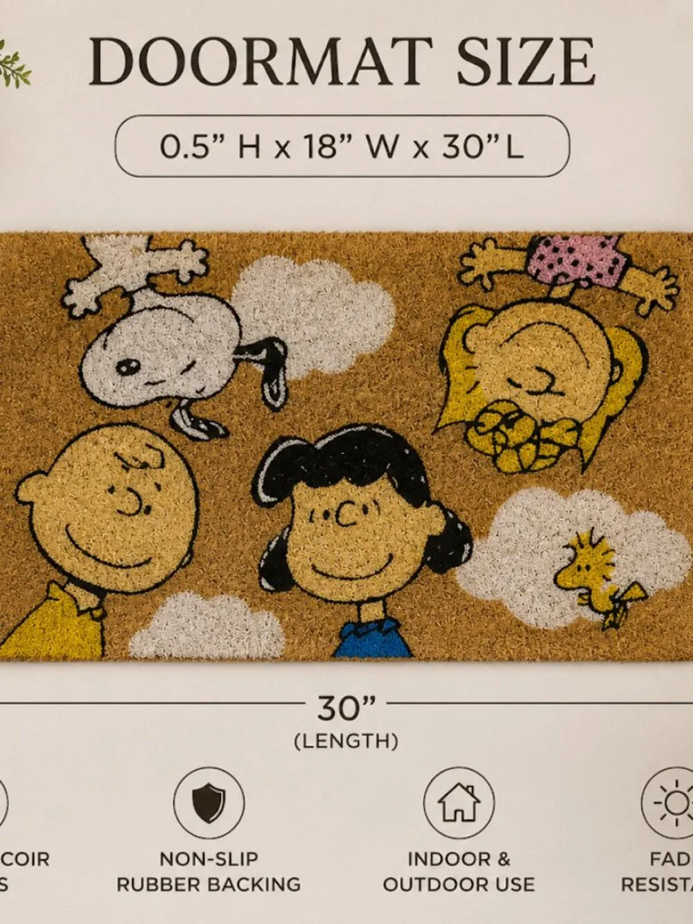 Peanuts Doormat, Snoopy Charlie Brown Outdoor Welcome Rug, Front Porch Decor